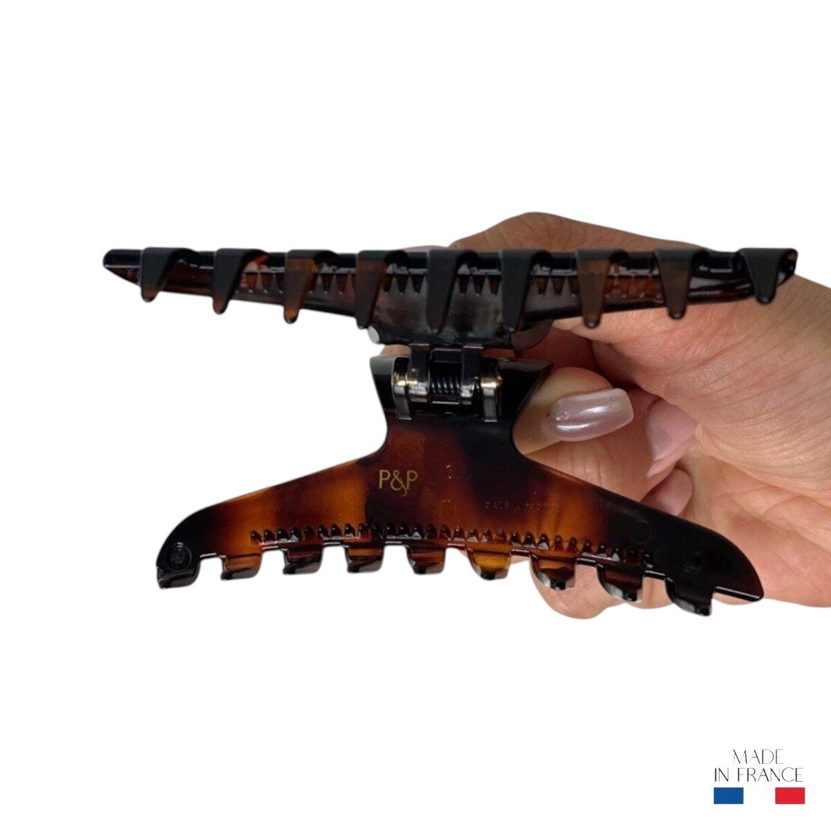 grande pince à cheveux marron 9 cm injecté 4
