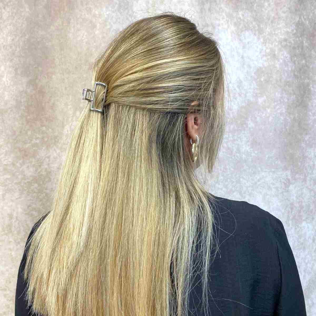 Petite pince à cheveux Rectangulaire Argentée 4 cm