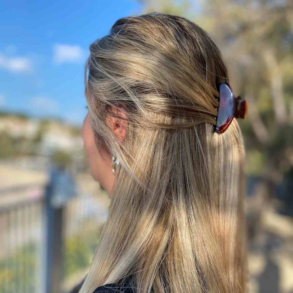 Petite pince à cheveux marron 6 cm