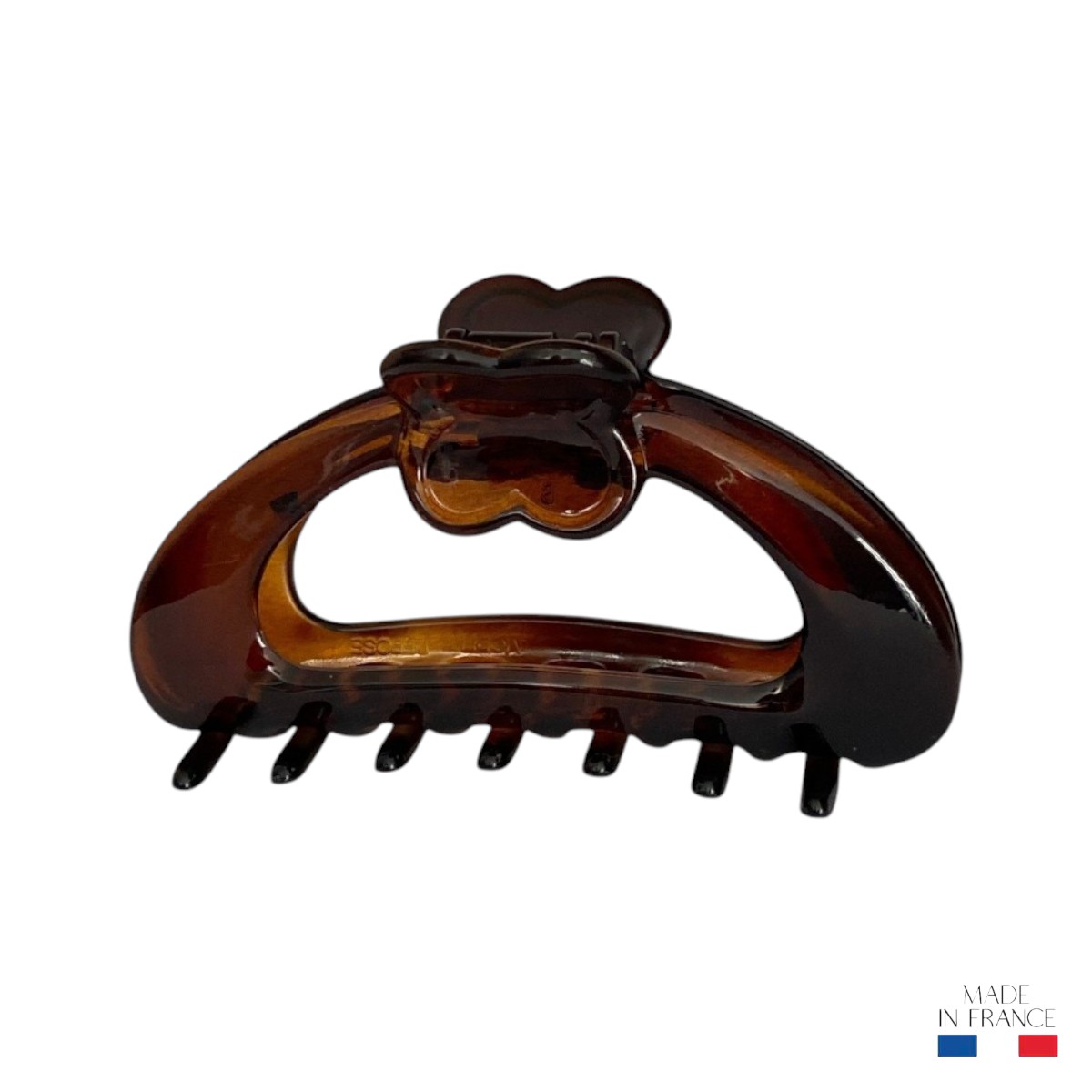 Pince à cheveux motif trèfle vison 8,5 cm
