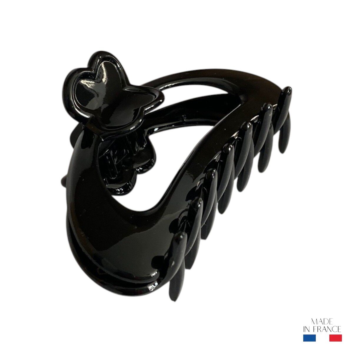 pince à cheveux motif trèfle 8,5 cm noir 2