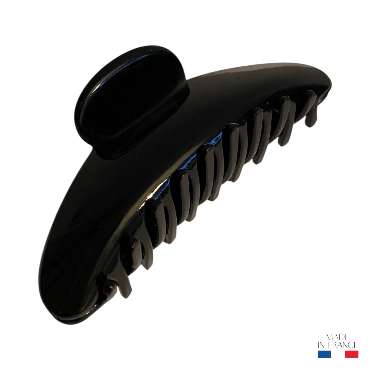 Grande pince à cheveux arquée noire 11 cm