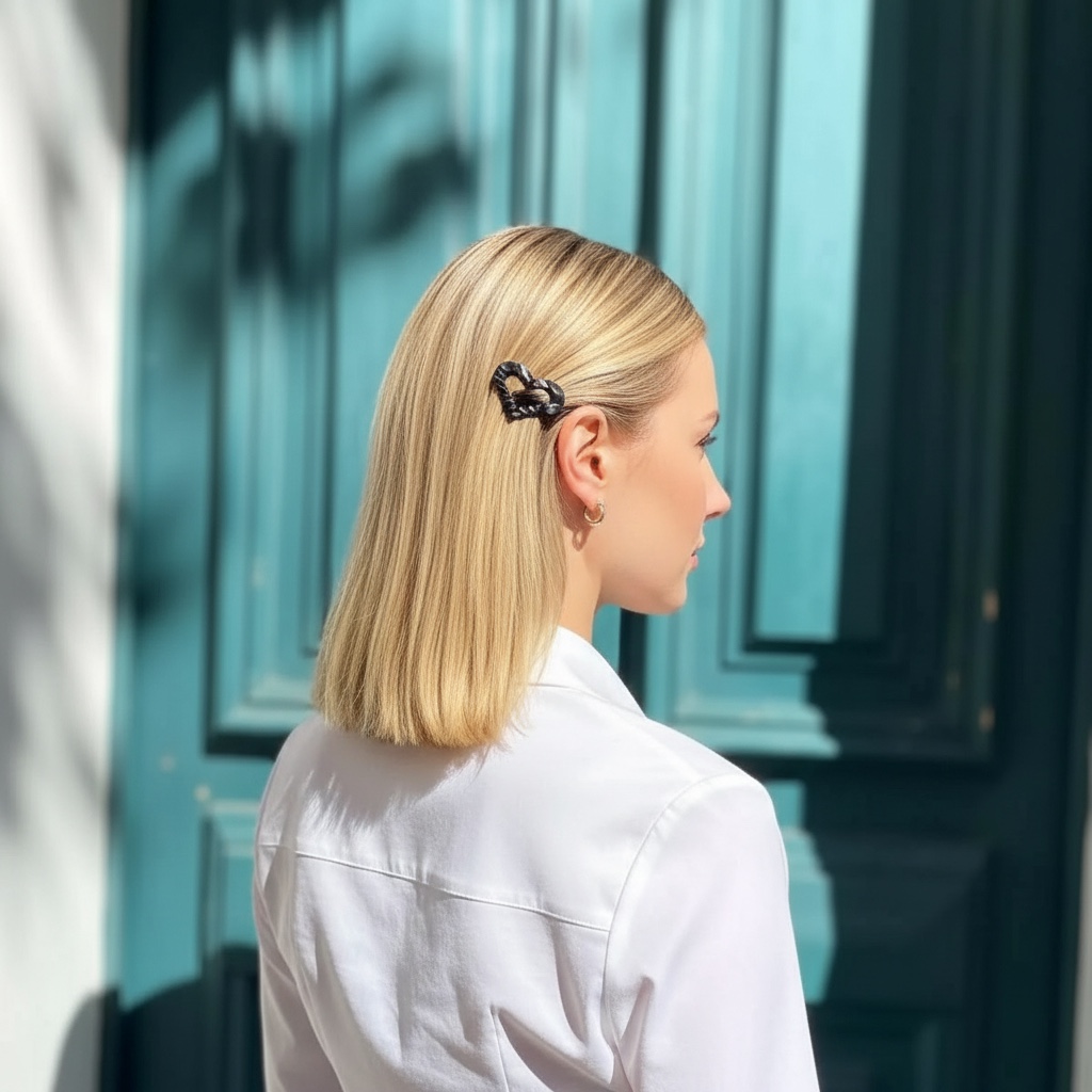 Barrette à cheveux Rose Noire Nacrée