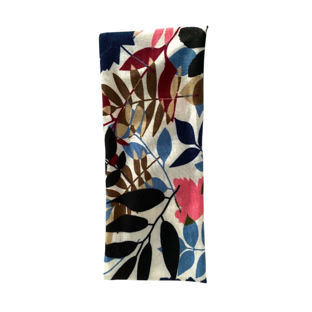Bandeau cheveux large blanc à motifs feuillage multicolore