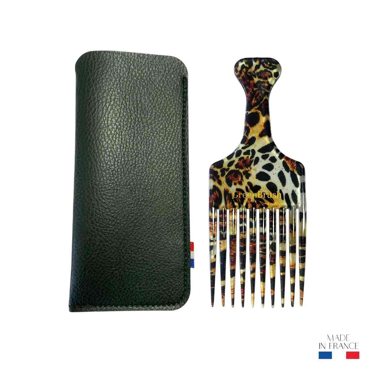 peigne-afro-motif-leopard-acetate-fabrication-francaise-etui