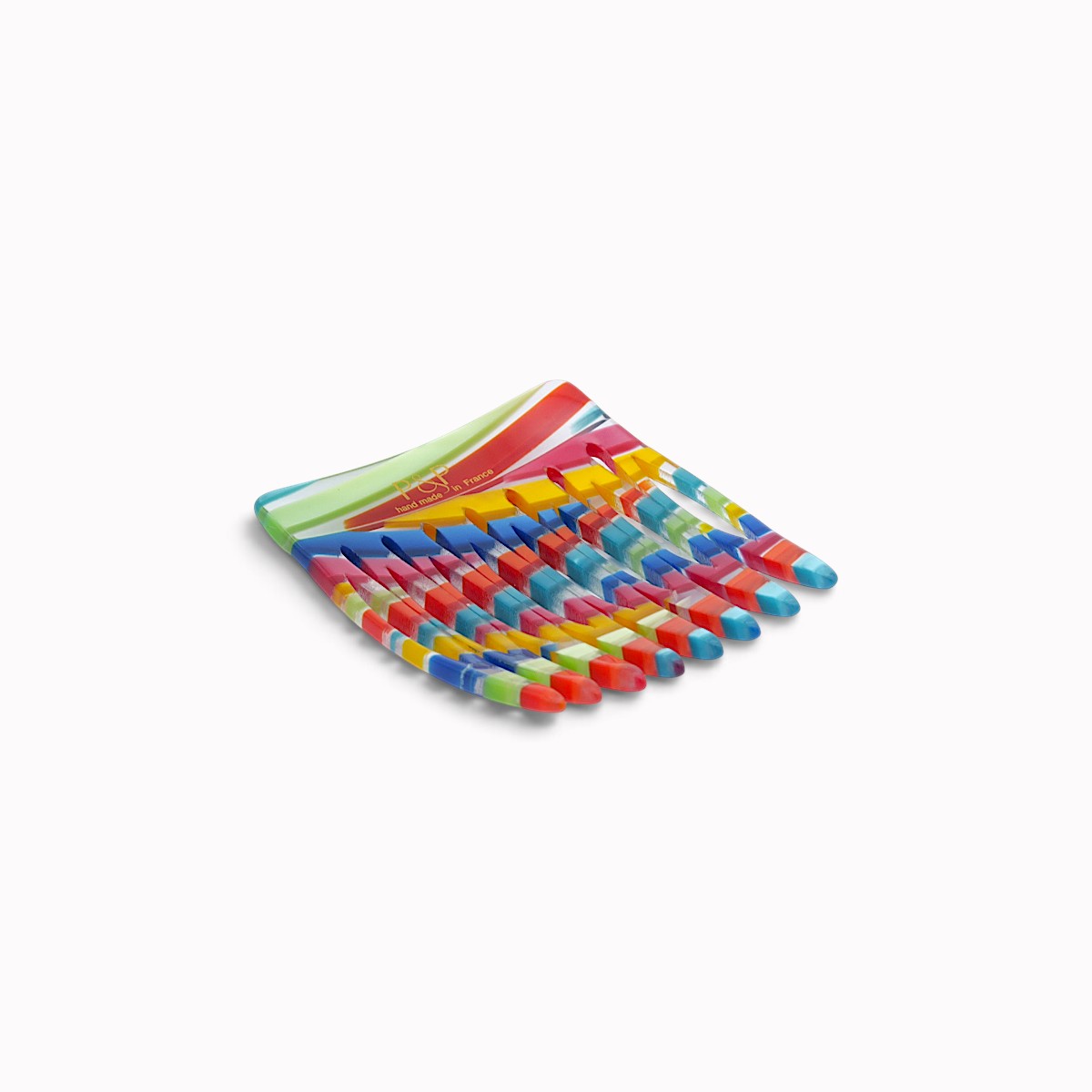 PEIGNE A CHEVEUX 8 DENTS MULTICOLORE ARLEQUIN TRANSPARENT PIQUE&amp;PINCE 2