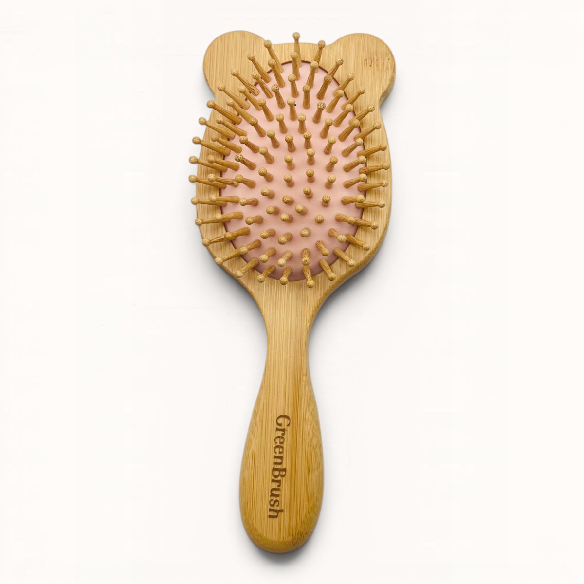Brosse enfant ourson rose en bambou à picots