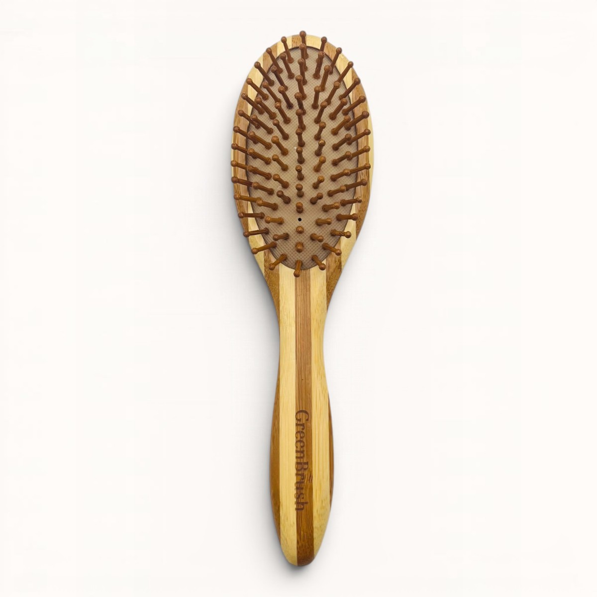 Brosse pneumatique ovale en bambou bicolore à picots arrondis