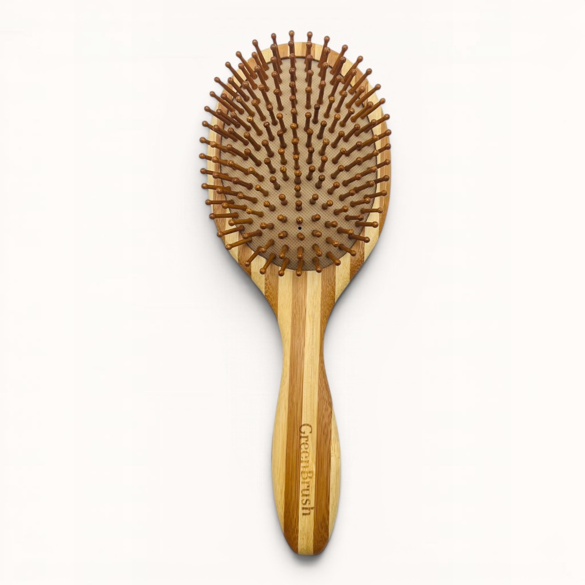 Grande brosse pneumatique ovale en bambou bicolore pour cheveux longs