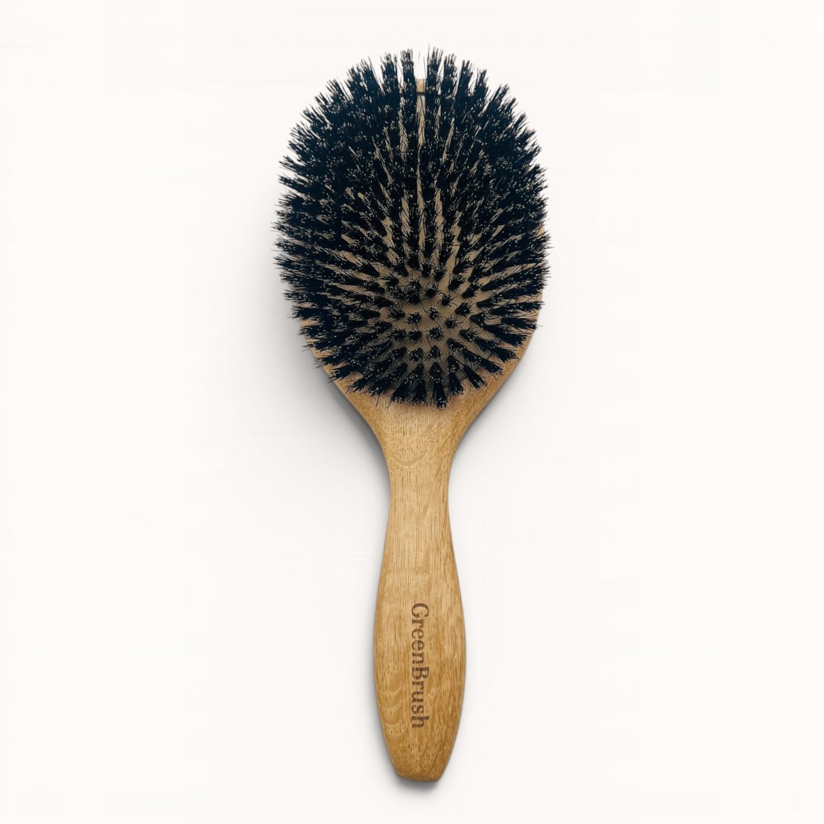 Grande brosse pneumatique ovale en chêne et poils de sanglier