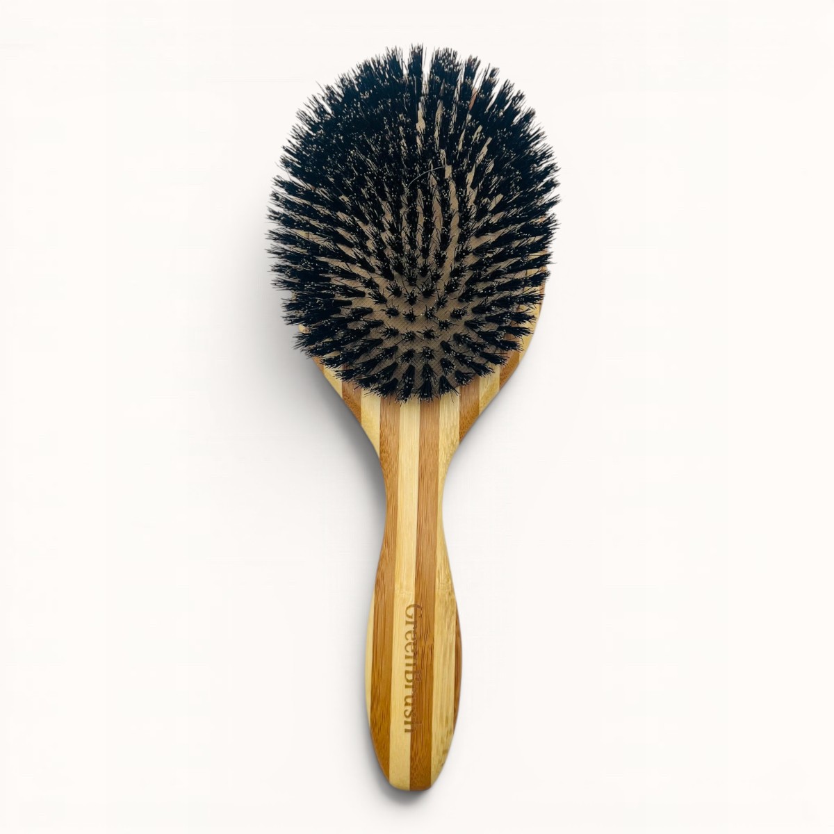 Grande brosse pneumatique ovale en bambou 2 tons et poils de sanglier
