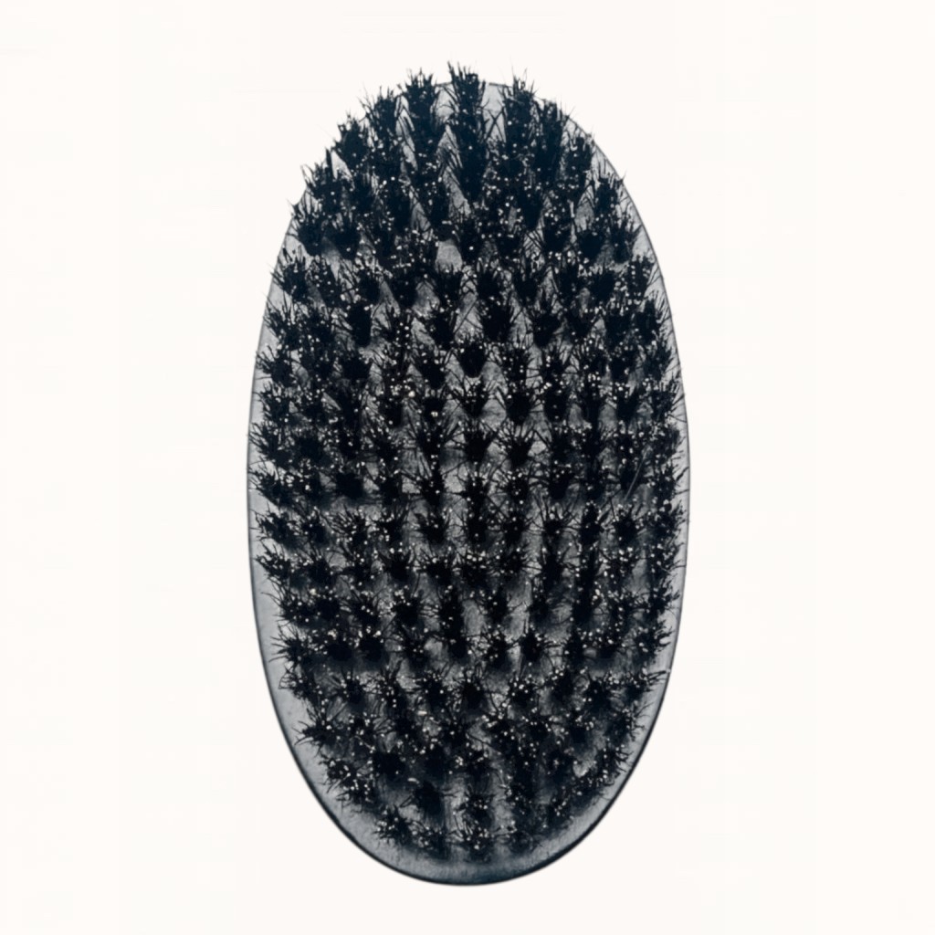 Brosse à barbe compacte sans manche en bois noir et poils de sanglier