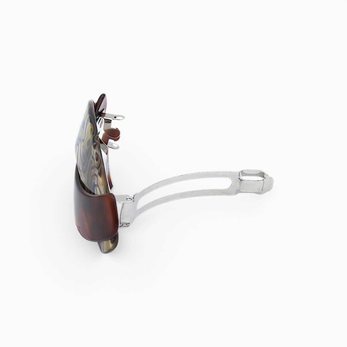Barrette à cheveux Aurore onyx et vison, vue de profil