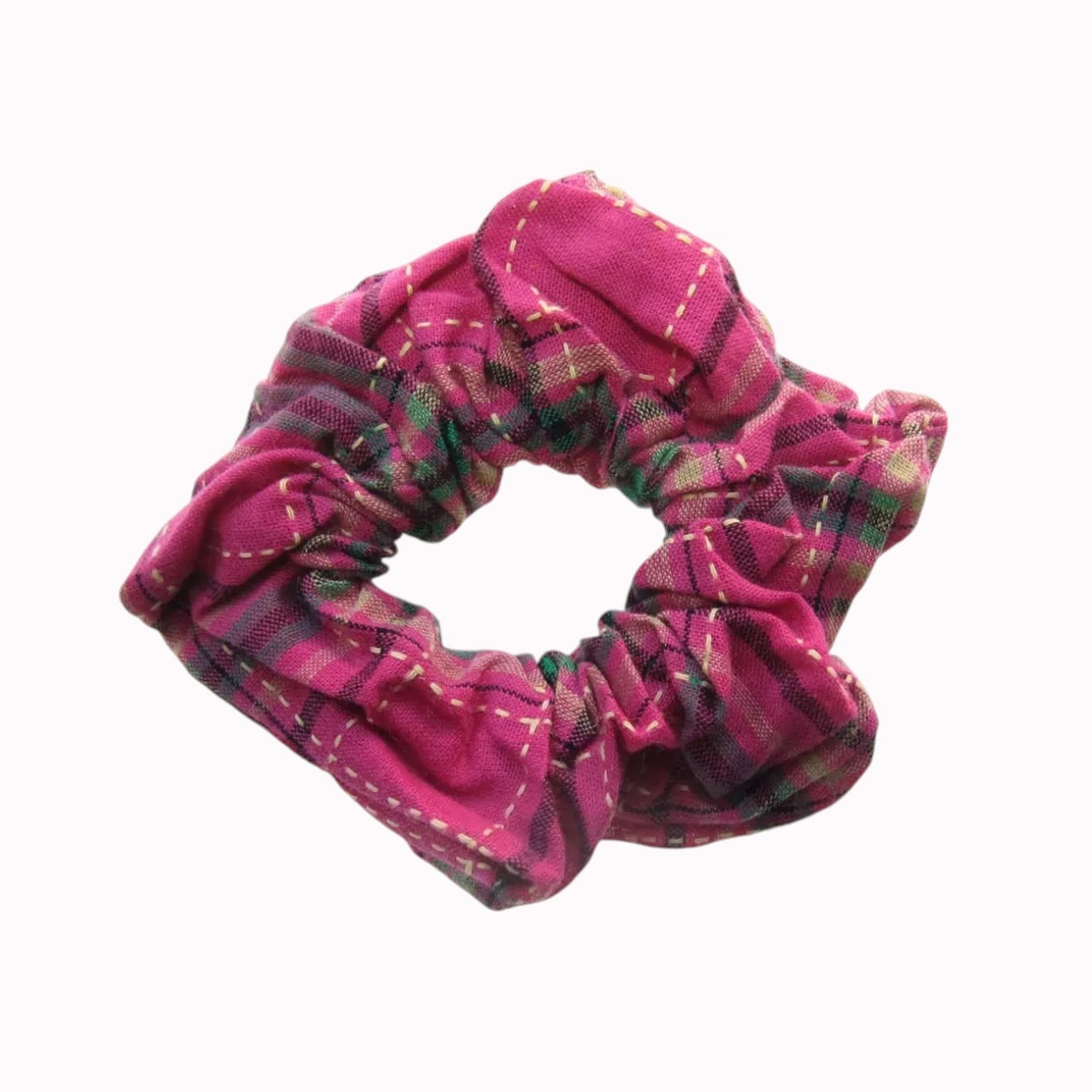 Chouchou cheveux ecossais fuchsia