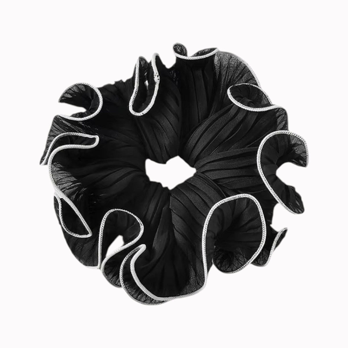 Chouchou cheveux plisse noir 17cm