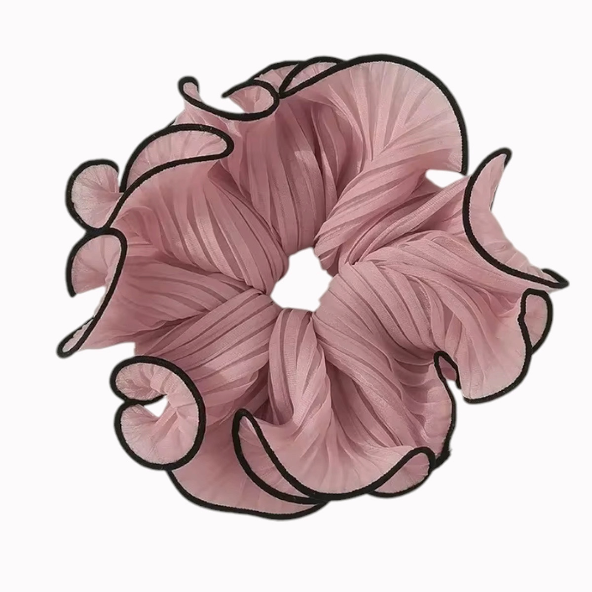 Chouchou cheveux plisse rose 17cm