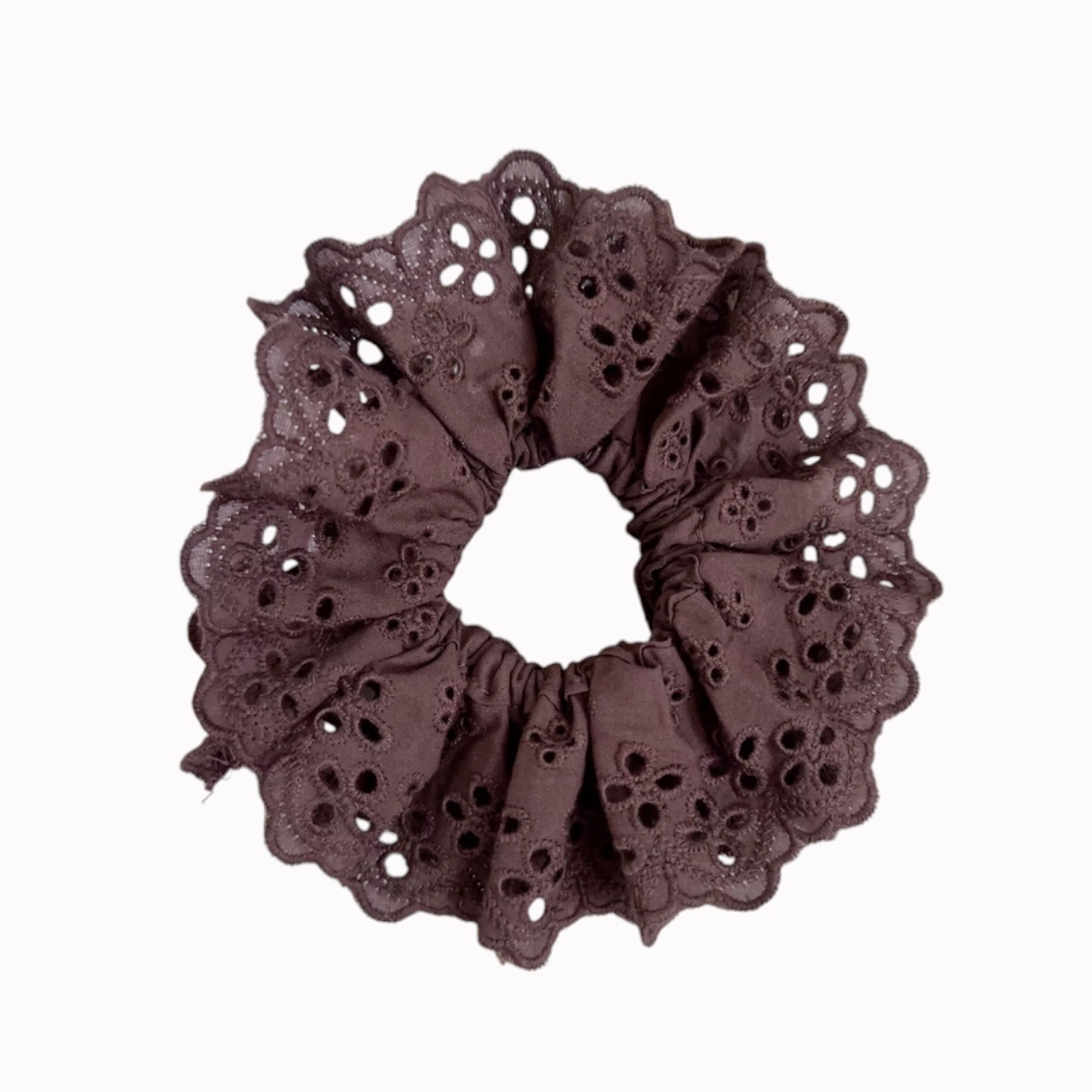 Chouchou cheveux dentelle marron