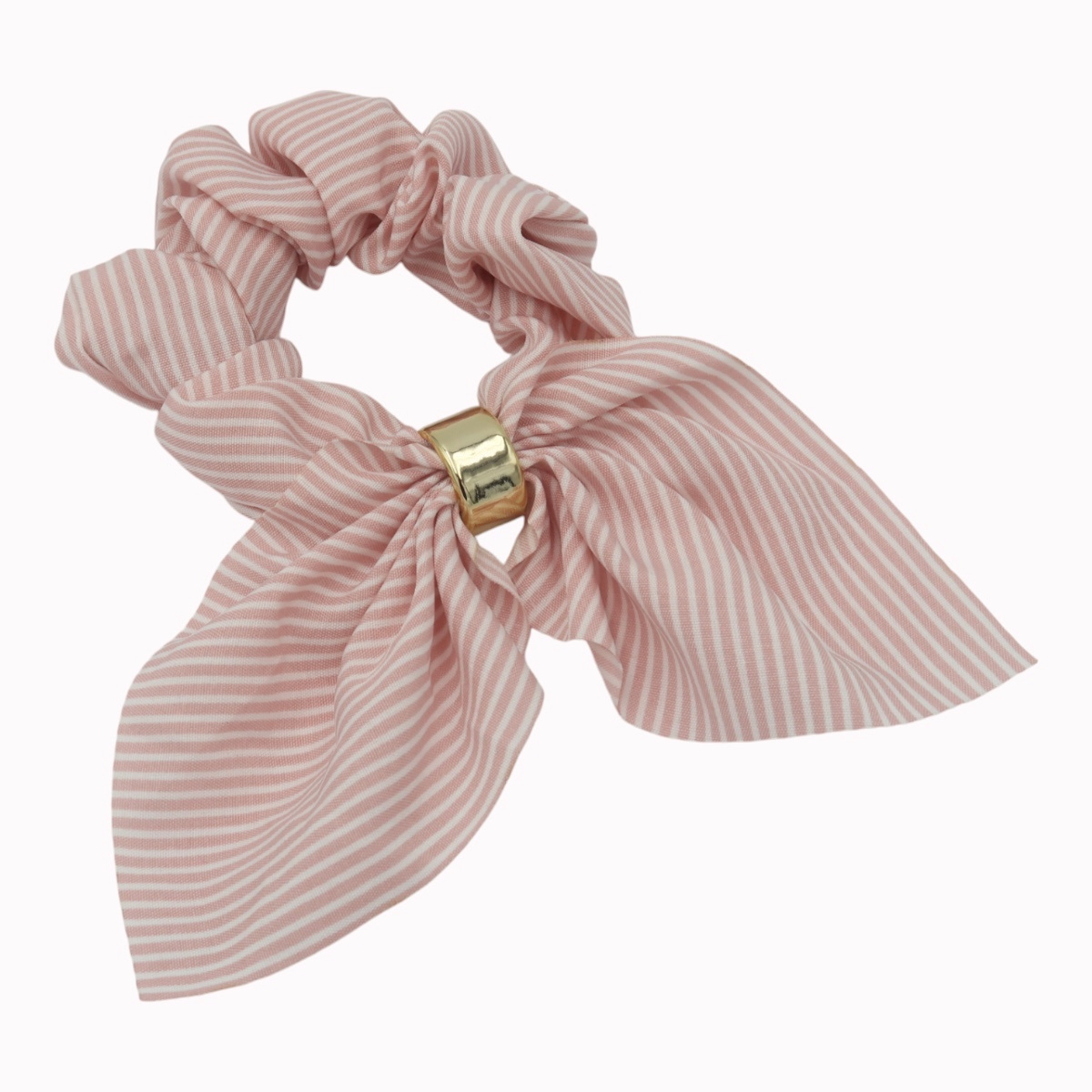 Chouchou cheveux foulard raye rose