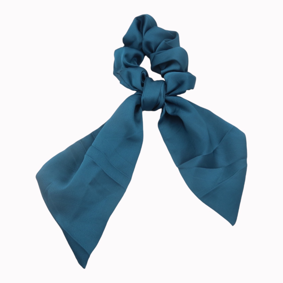 Chouchou cheveux satine bleu