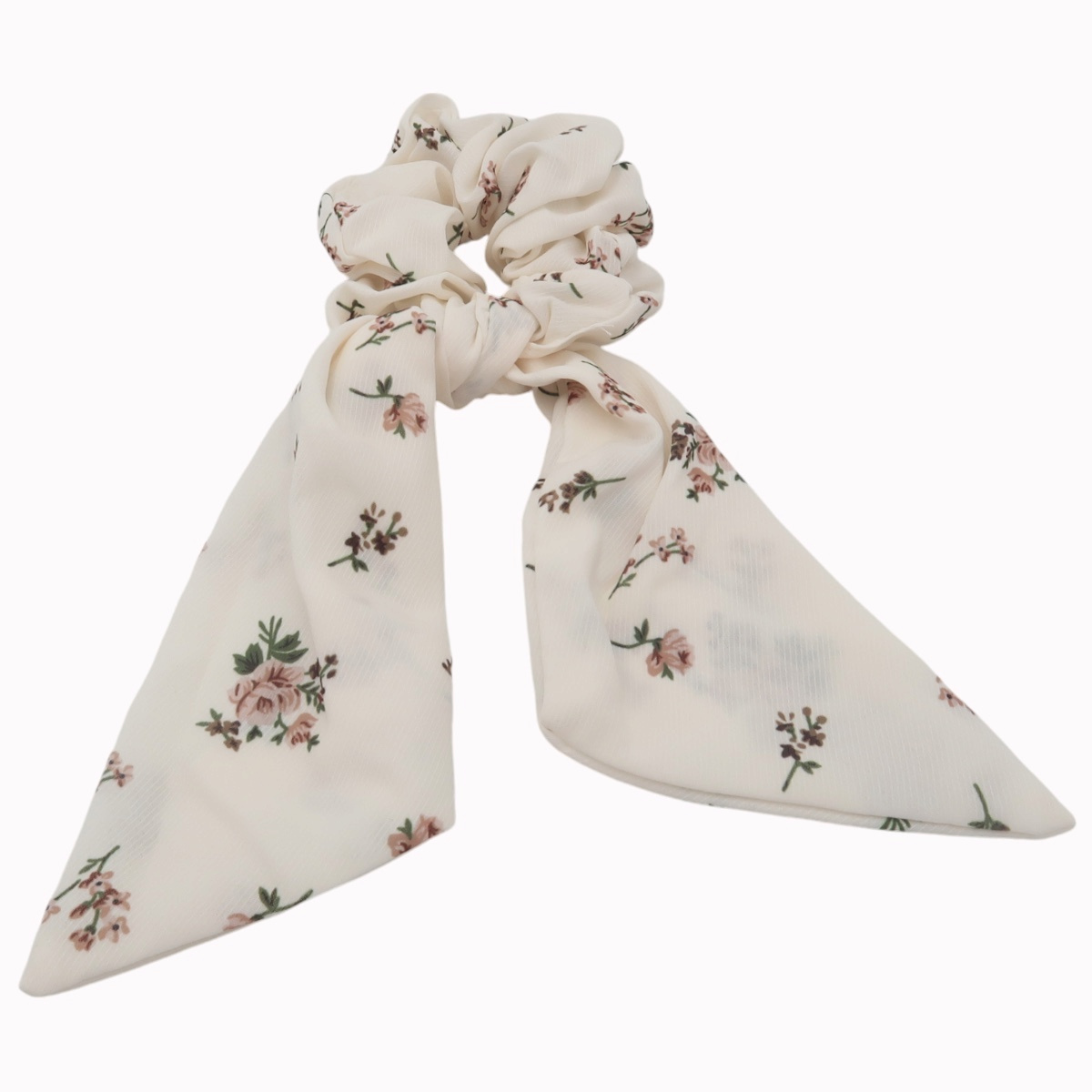 Chouchou cheveux foulard creme petites fleurs