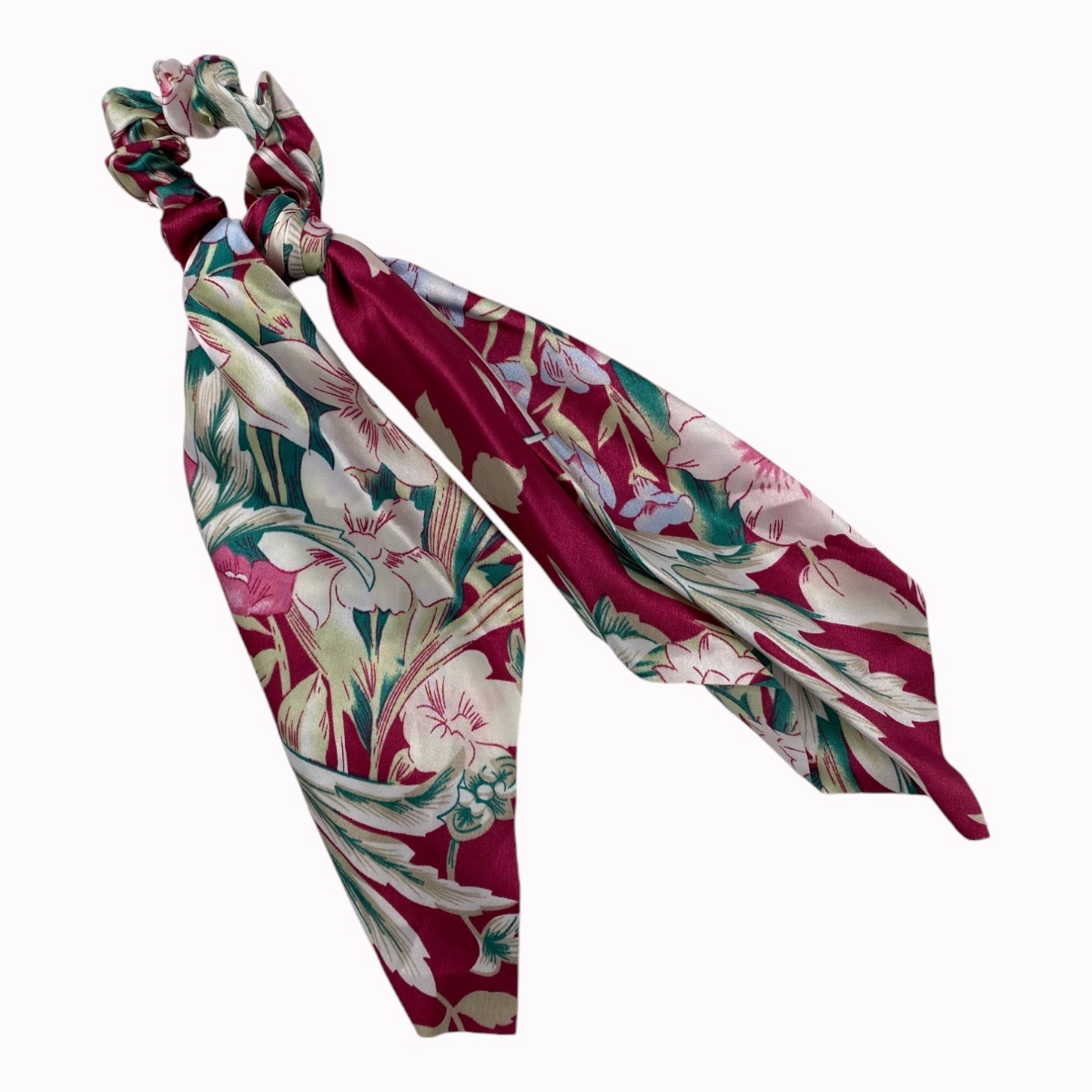 Chouchou cheveux foulard soie rose fonce