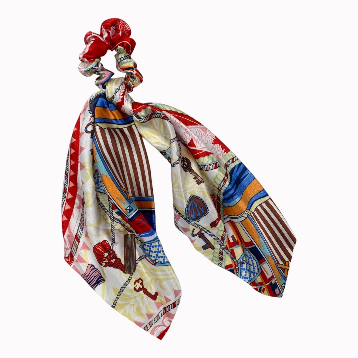 Chouchou cheveux foulard soie rouge