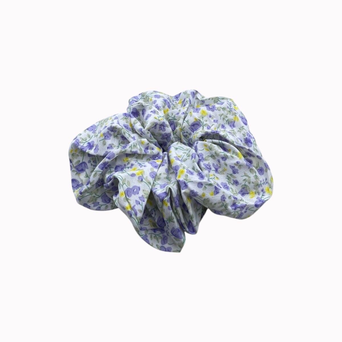 Chouchou cheveux fleurs violet jaune