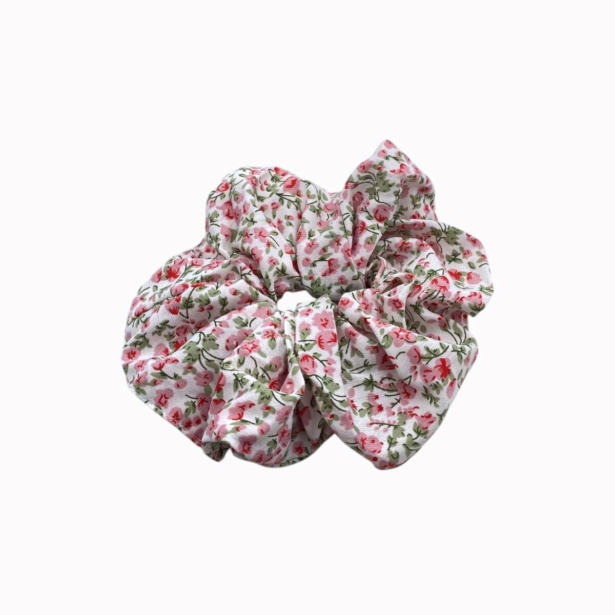 Chouchou cheveux fleurs rose