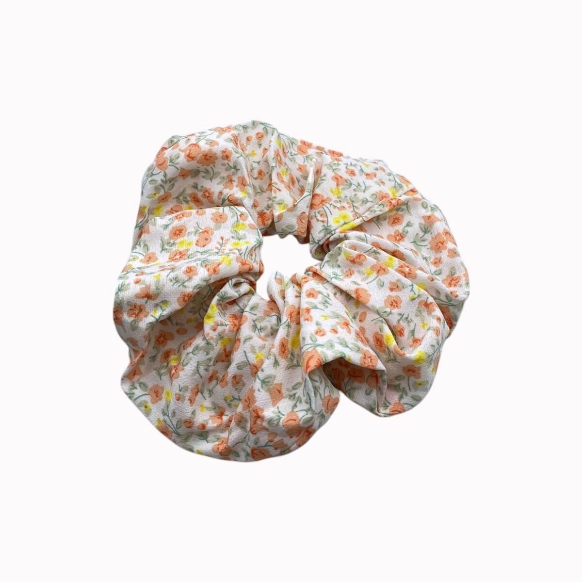 Chouchou cheveux fleurs orange jaune