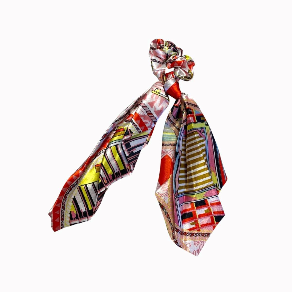 Chouchou foulard motif nautique rouge