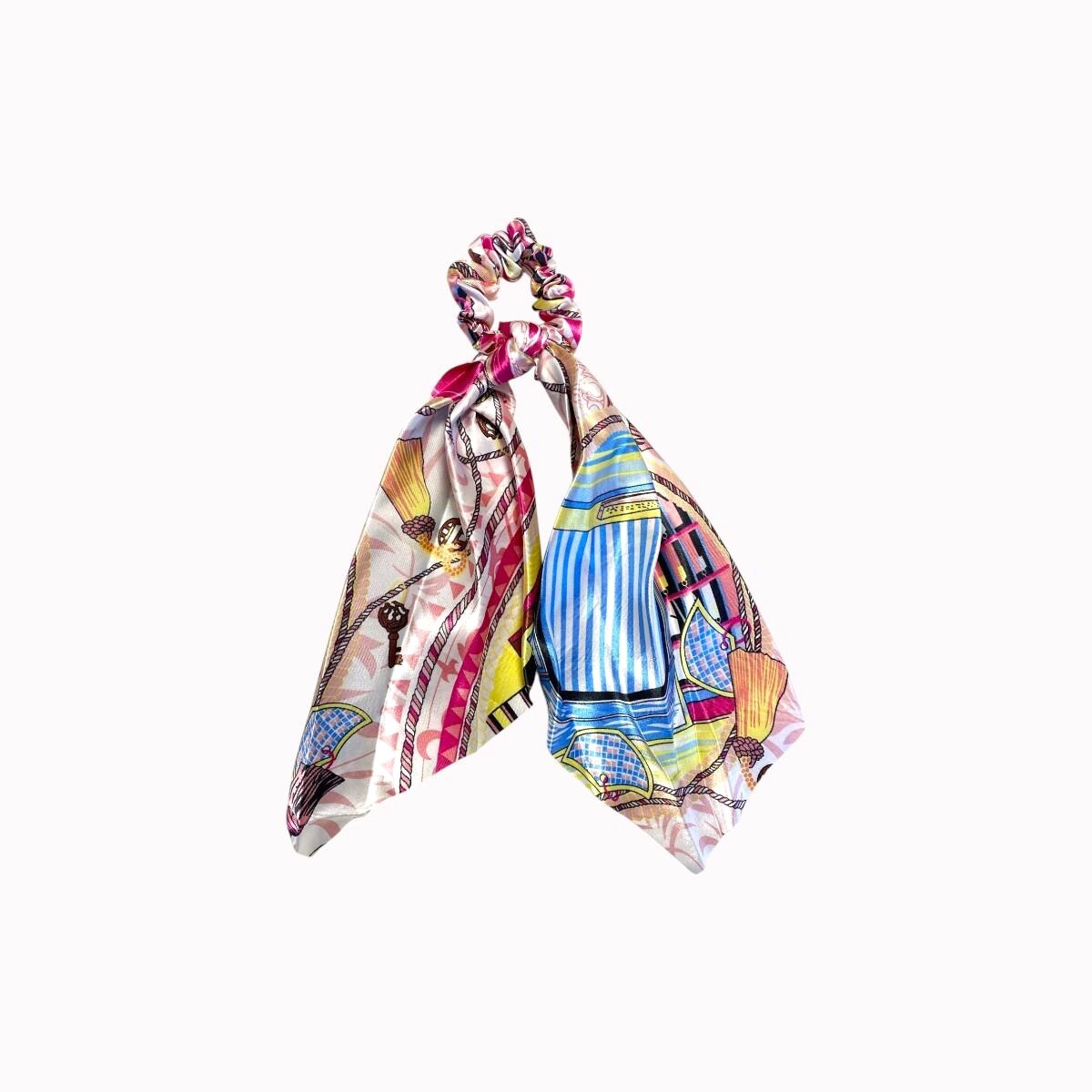 Chouchou foulard chaines bleu rose