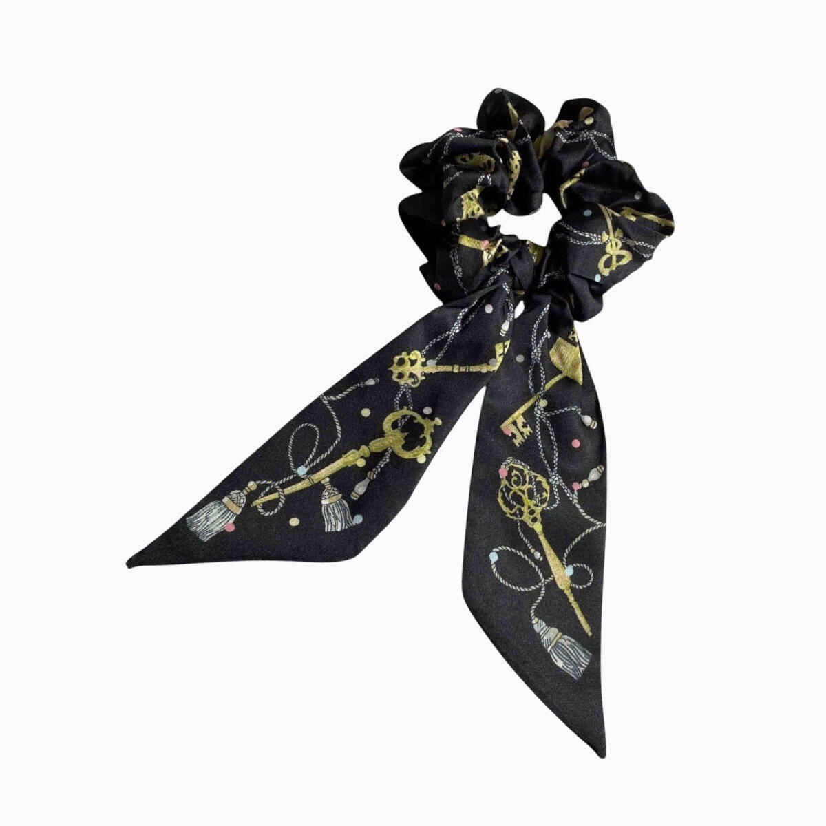 Chouchou foulard noir cle dore