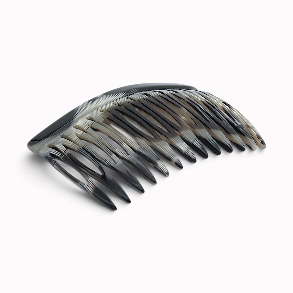 Peigne à cheveux 13 dents nacré noir et blanc 2