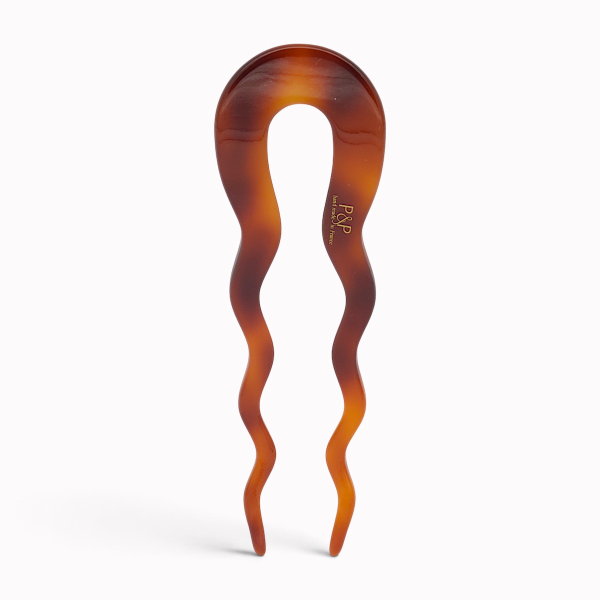 Épingle à chignon ondulée 10 cm vison - verso