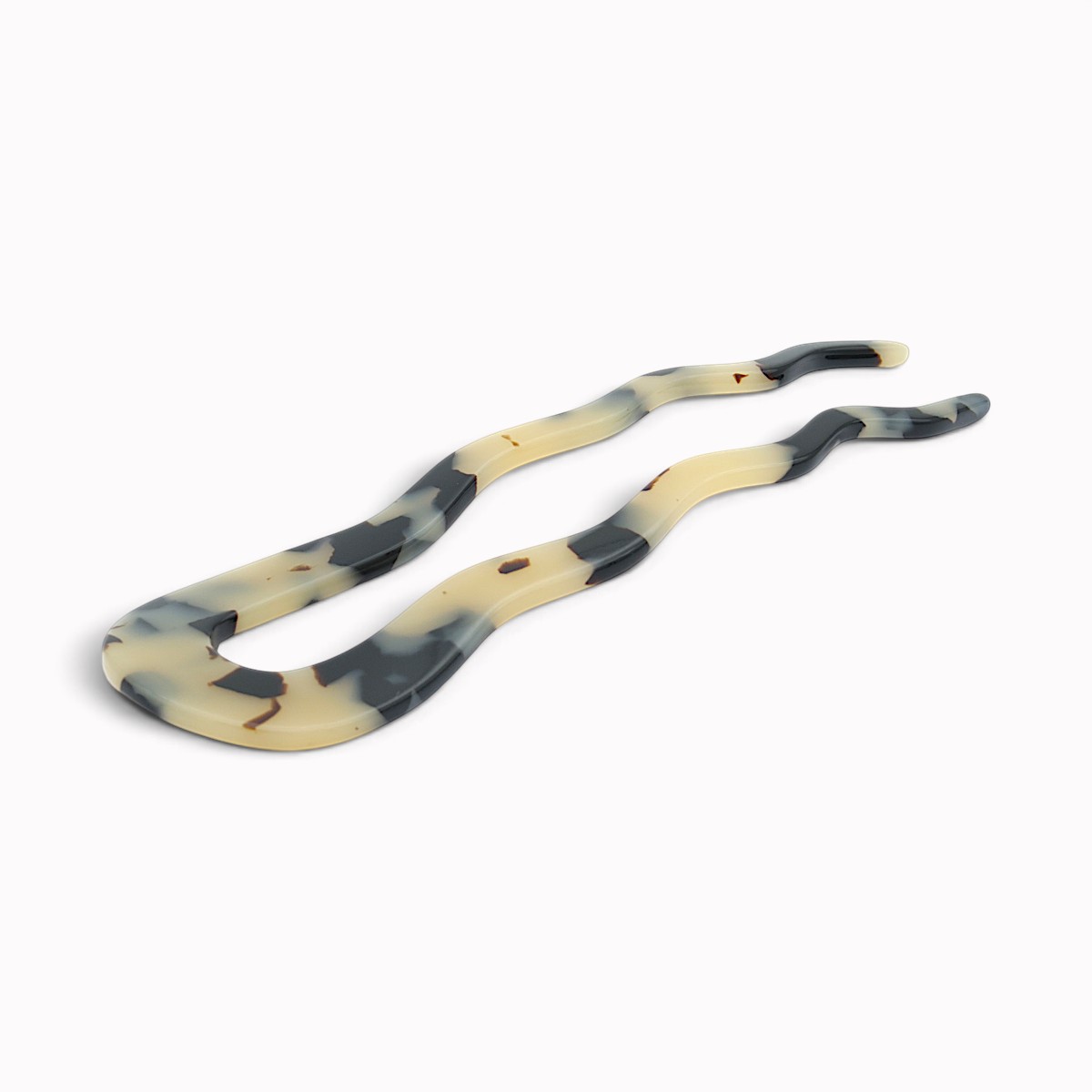 Épingle à chignon ondulée 10 cm écaille claire - vue de côté