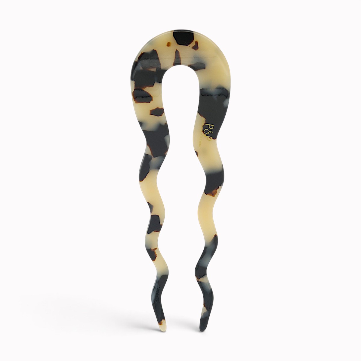 Épingle à chignon ondulée 10 cm écaille claire - verso