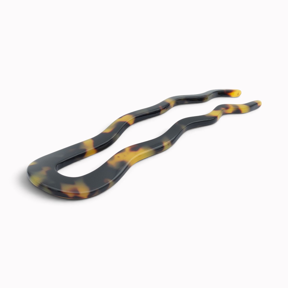Épingle à chignon ondulée 10 cm écaille foncée - vue de côté