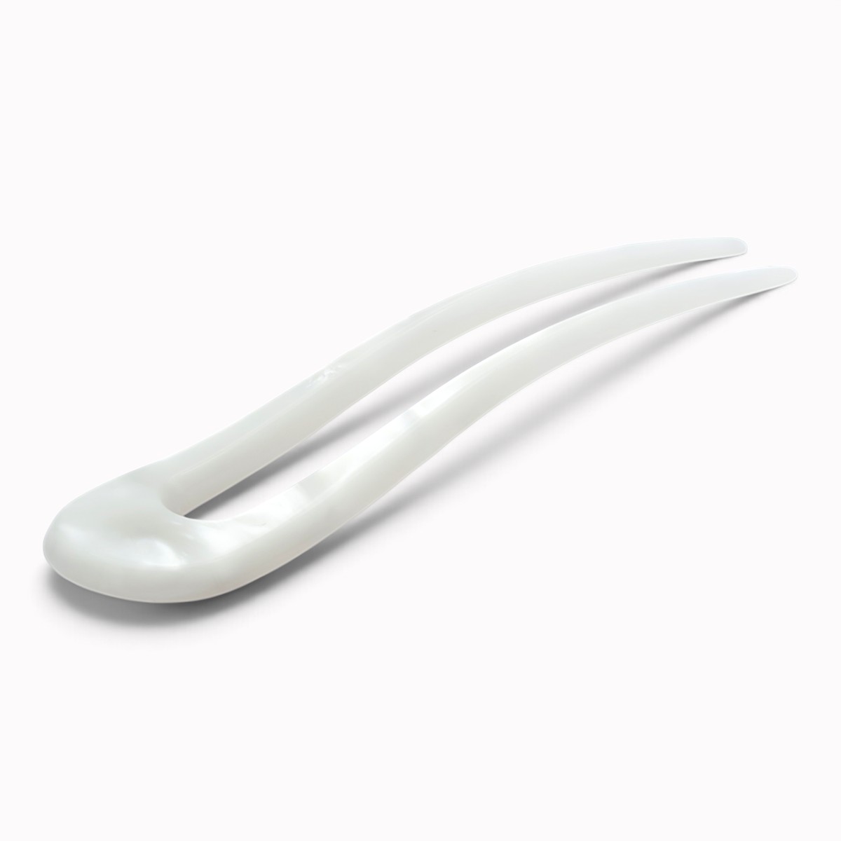 Épingle à chignon arrondie 11 cm blanc nacré - vue de côté