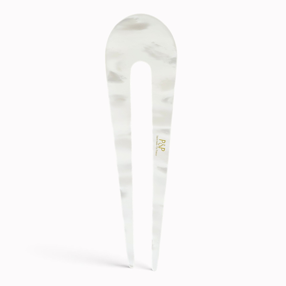 Épingle à chignon arrondie 11 cm blanc nacré - verso