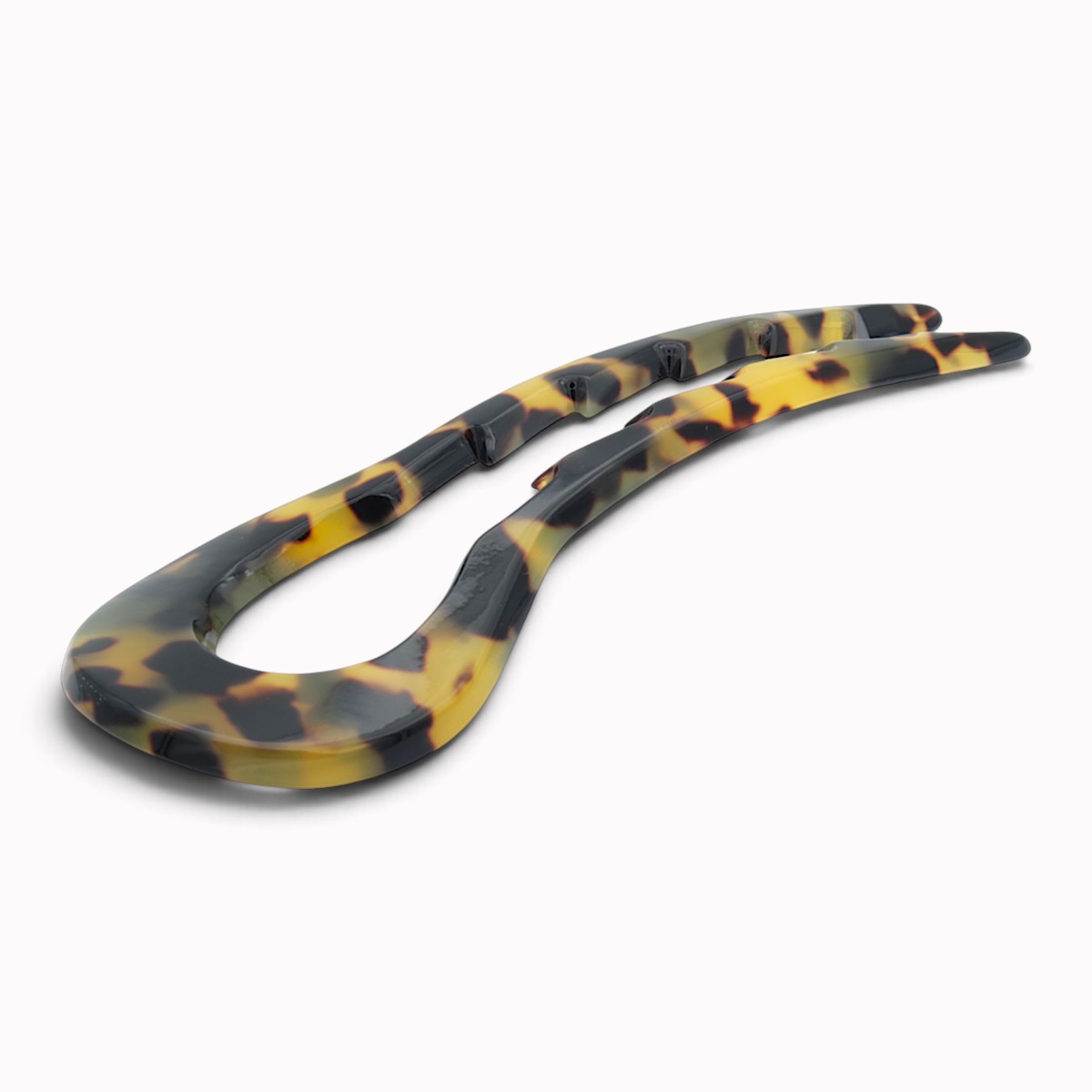 Grande épingle à cheveux crantée 13 cm écaille foncée - vue de côté