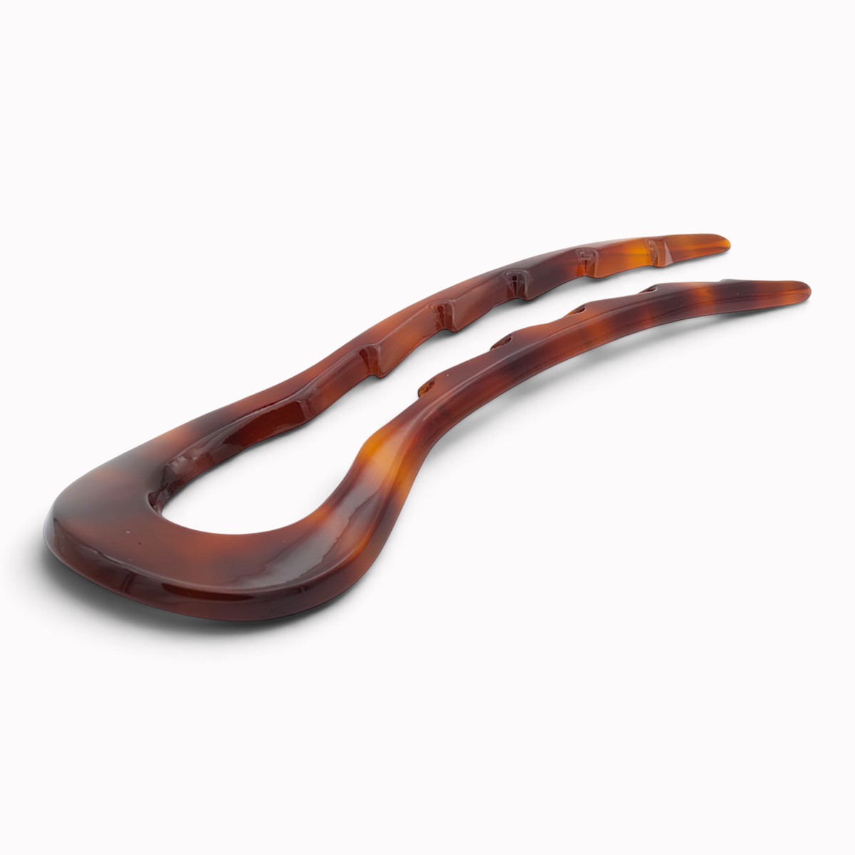 Grande épingle à cheveux crantée 13 cm vison - vue de côté