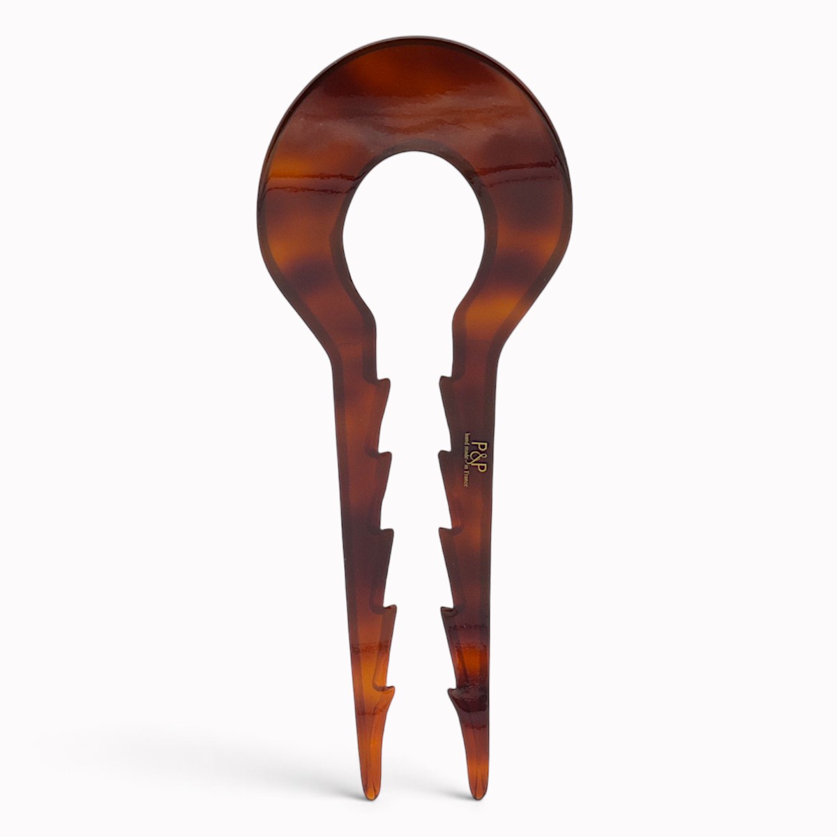 Grande épingle à cheveux crantée 13 cm vison - verso