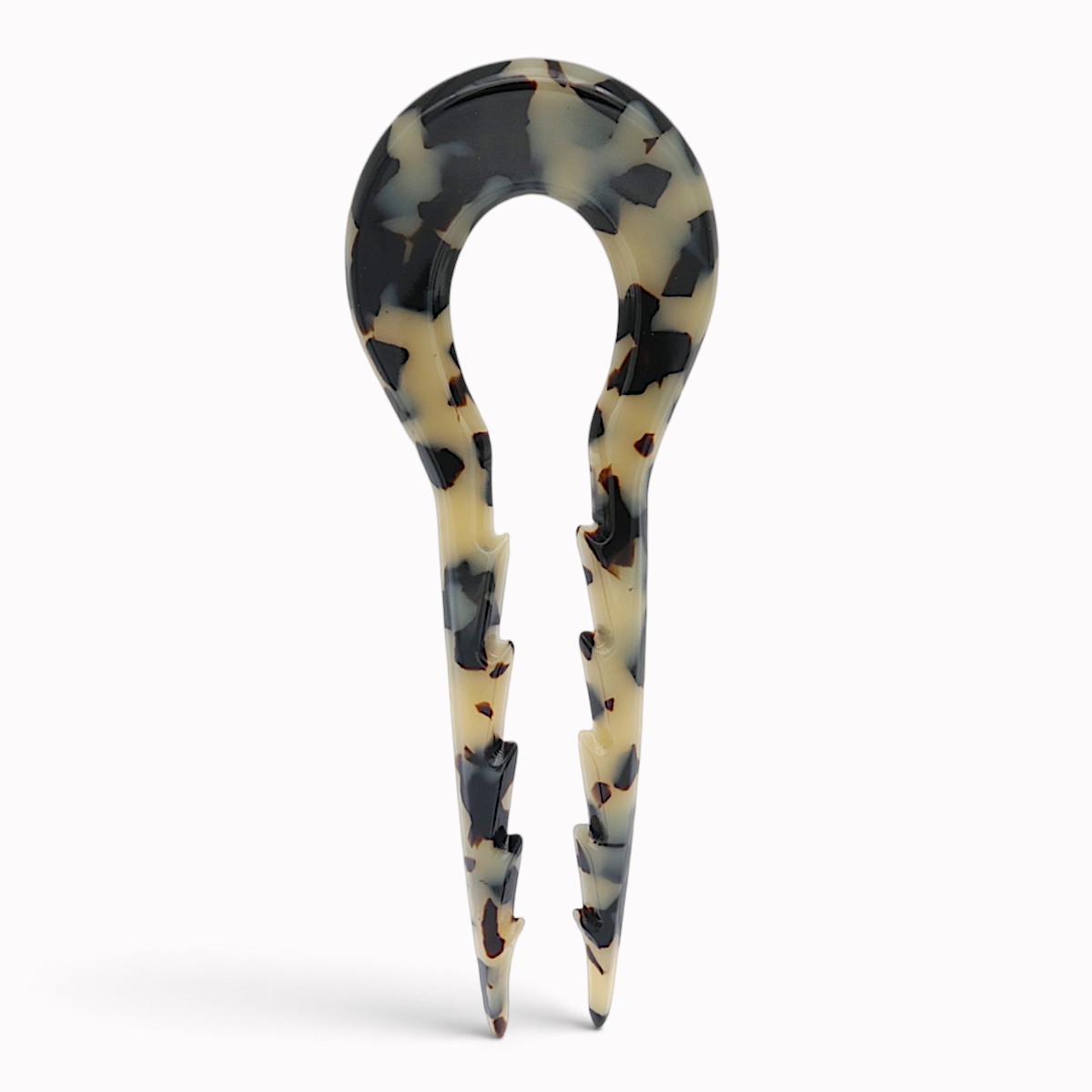 Grande épingle à cheveux crantée 13 cm écaille claire