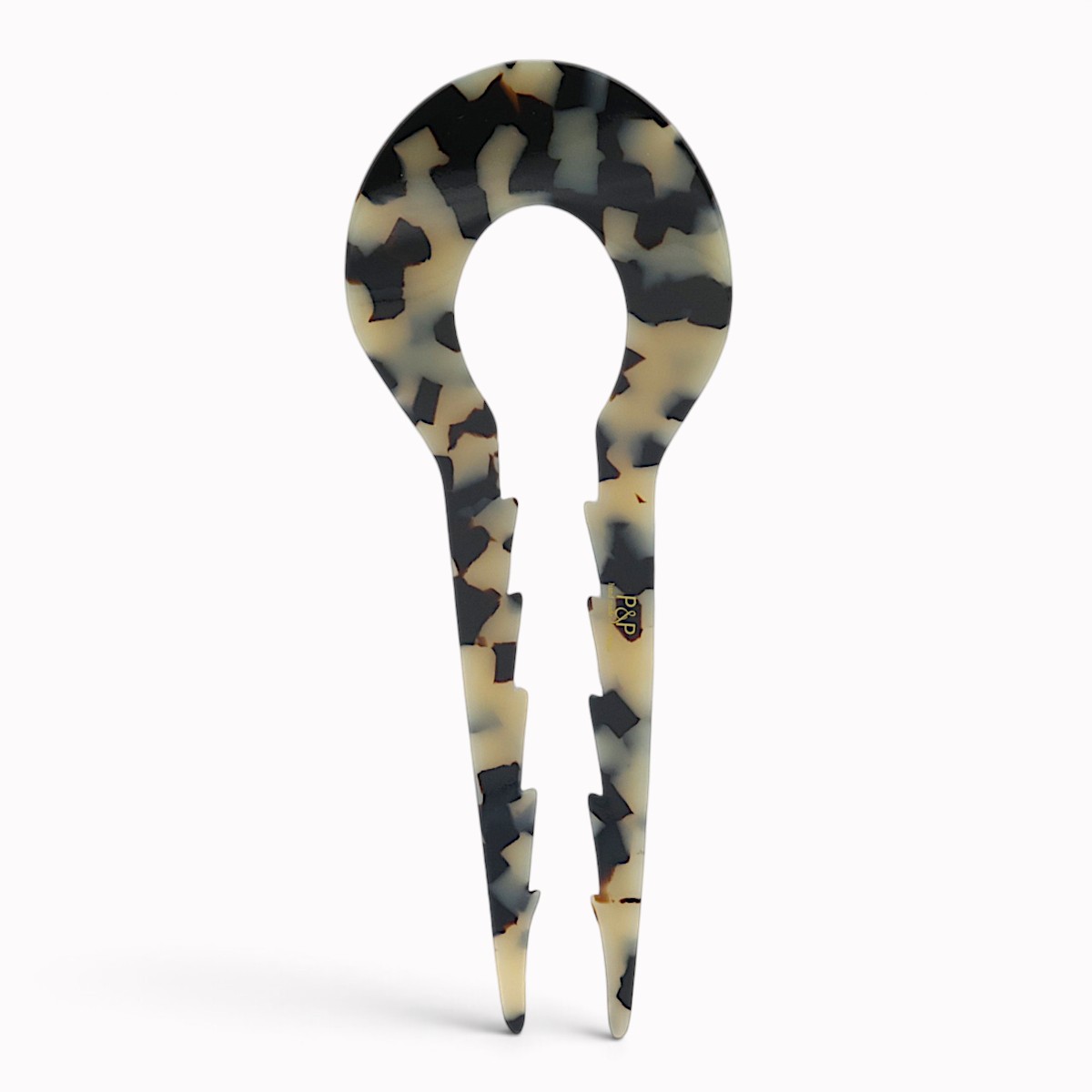 Grande épingle à cheveux crantée 13 cm écaille claire - verso