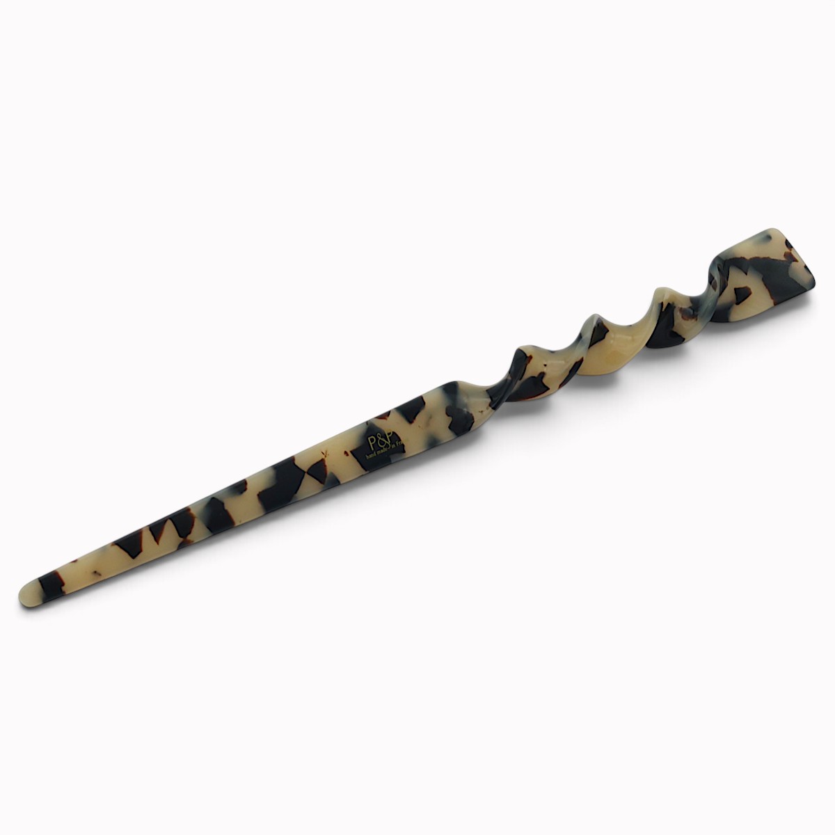 Pic à cheveux torsadé 19 cm écaille claire