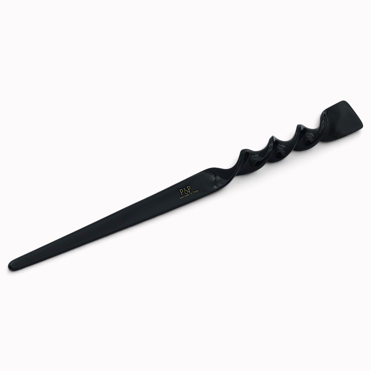 Pic à cheveux torsadé 19 cm noir