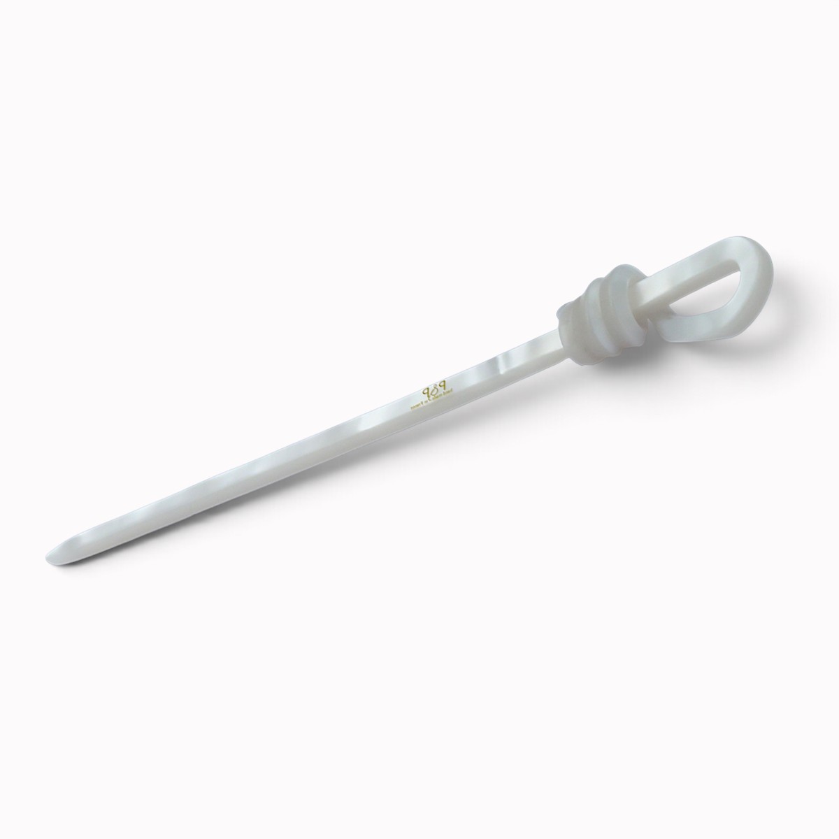 Pic à cheveux boucle torsadée 17,5 cm blanc nacré