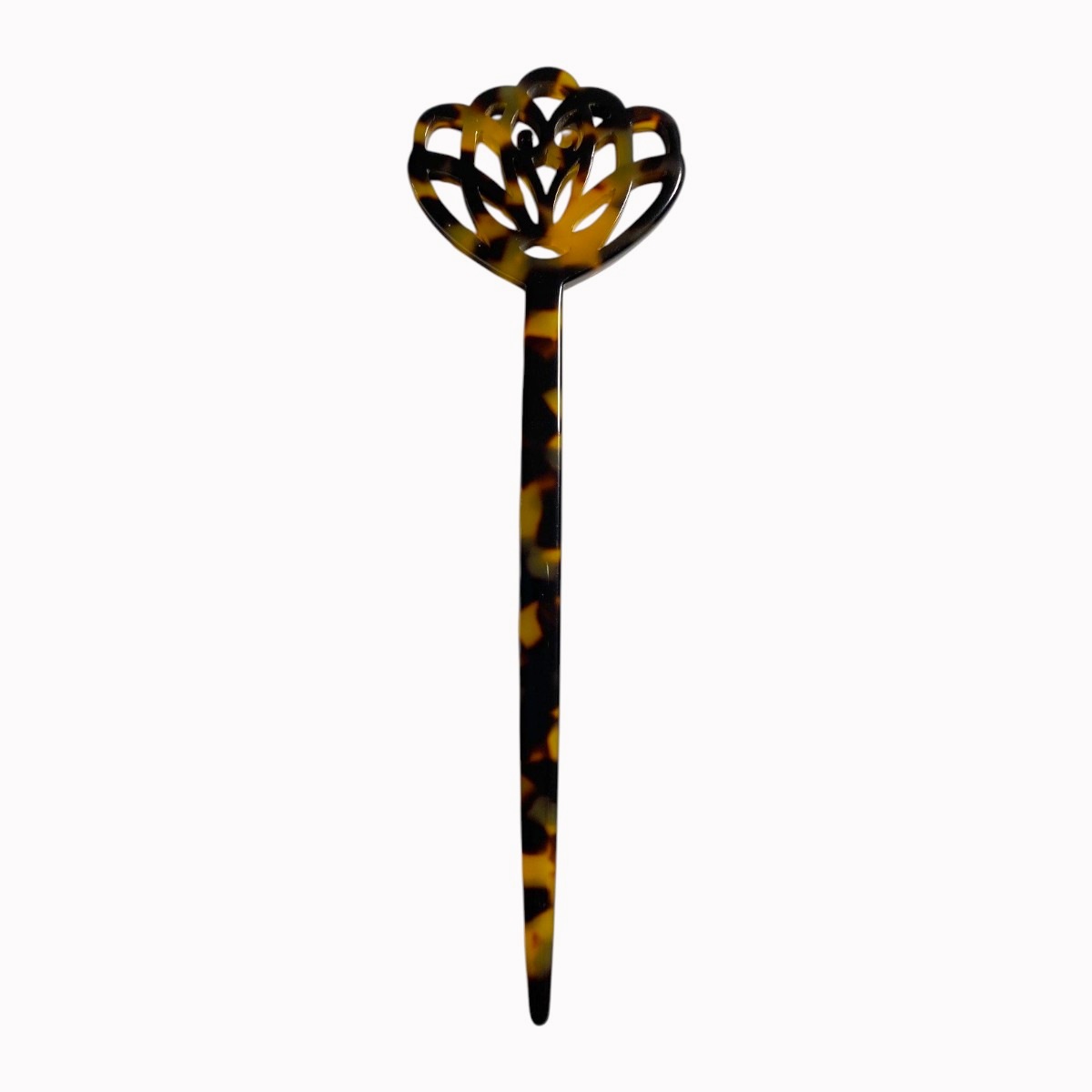 Pic à cheveux décor floral 15 cm écaille foncée - vue 2