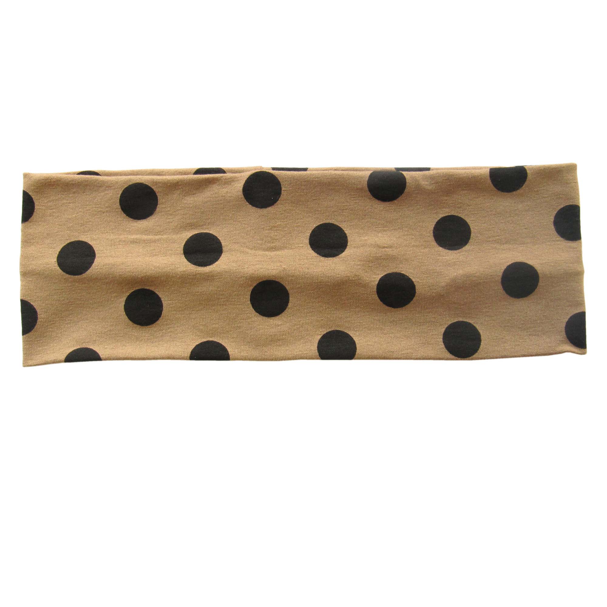 Bandeau cheveux - caramel et gros pois noirs  (2)