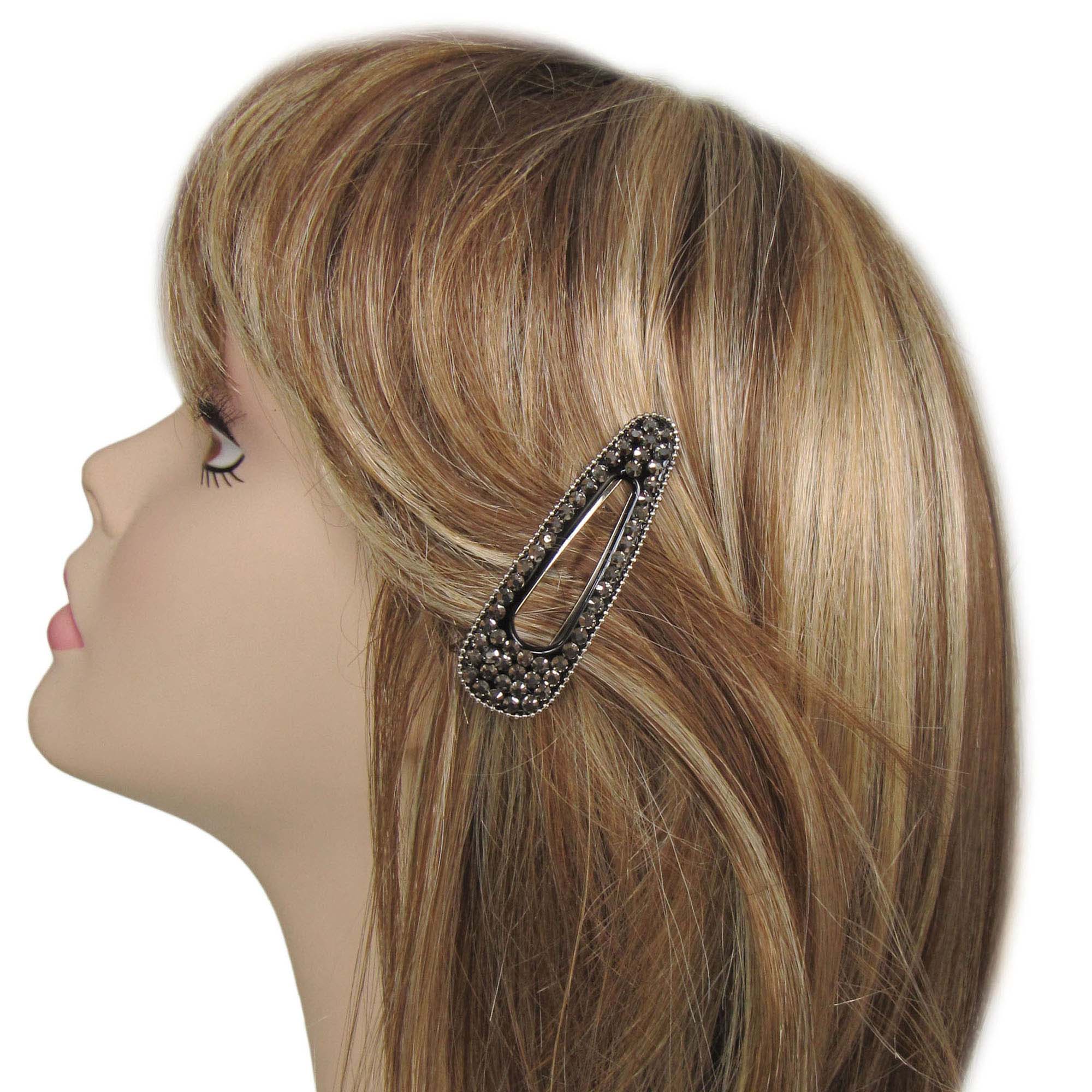 barrette cheveux - strass argentés et perles argentées   (1)